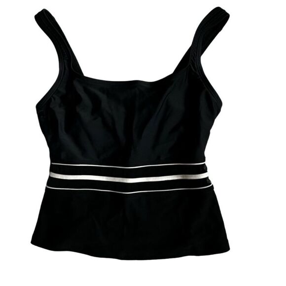 Anne Cole Black Tankini Mesh Swimwear Resortwear SZ 8 - Picture 1 of 9